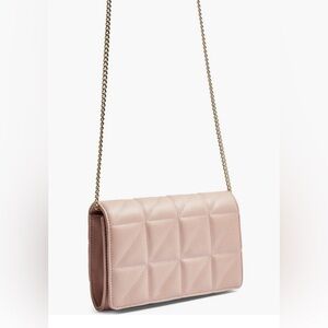 Topshop Pink Quilted Shoulder Bag Clutch Gold Chain Crossbody Faux Leather FLAWS